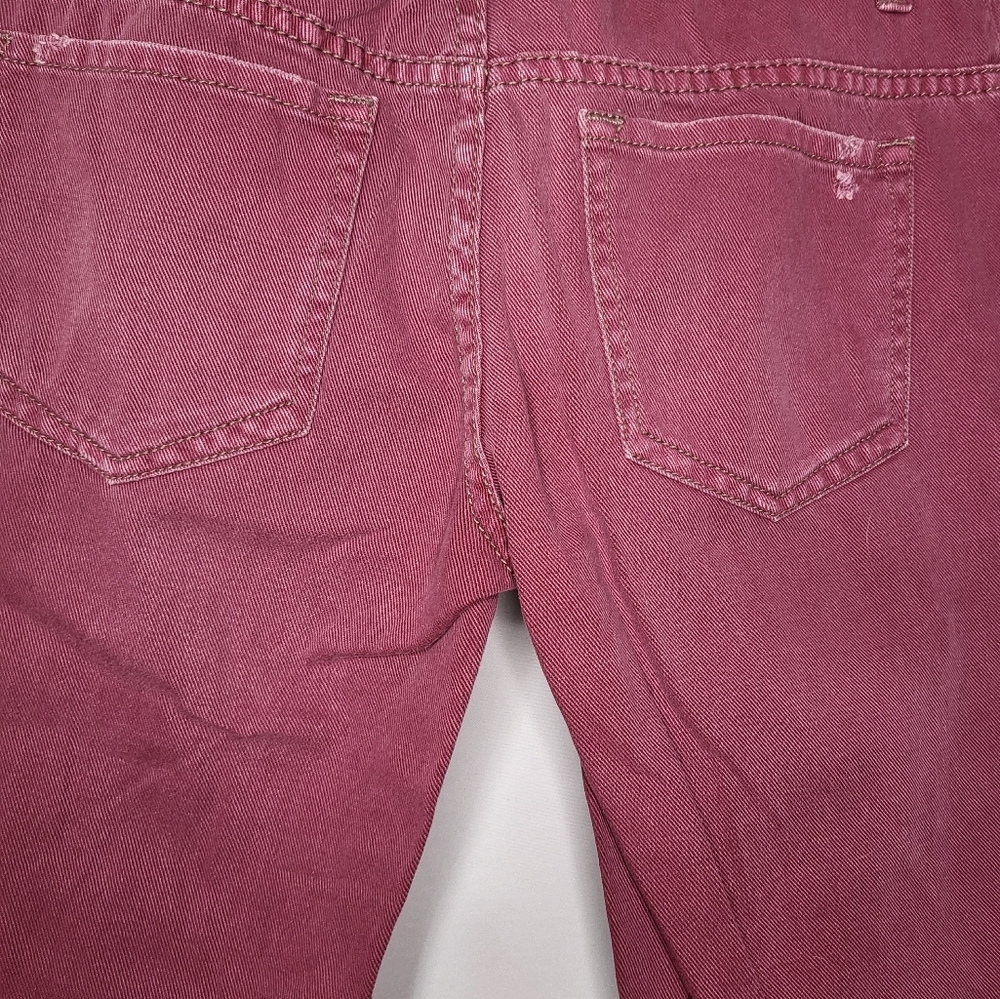 Free People Distressed Crop Straight Leg Denim Jeans Berry Purple Size 27 - Picture 8 of 14